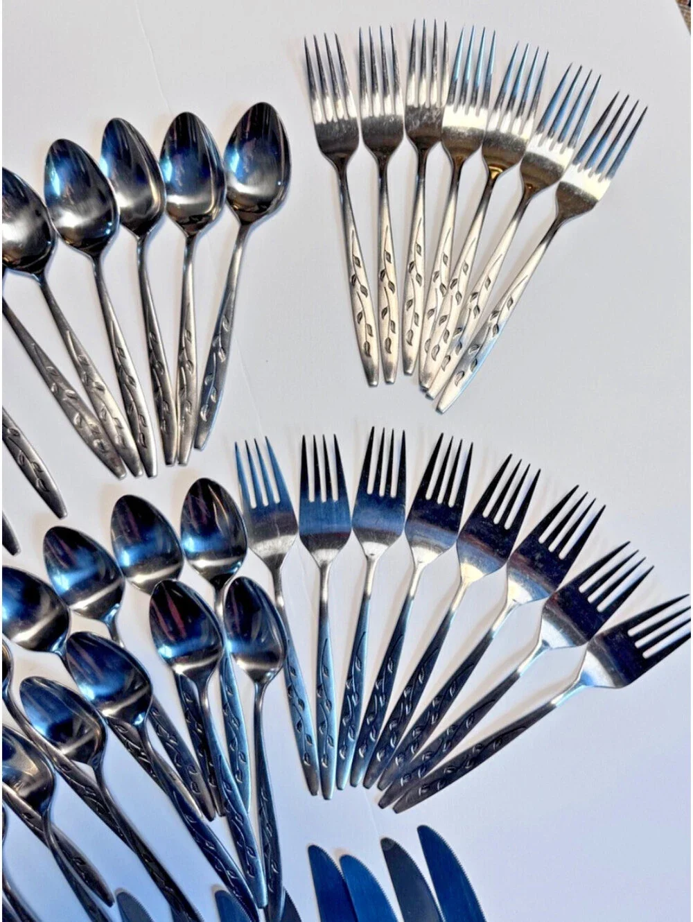 Vintage Nasco Lot of 50 Stainless Steel Flatware Haiti Design